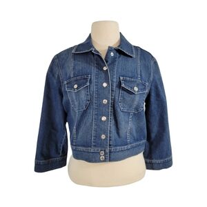 Chico's Cropped Denim Jean Jacket